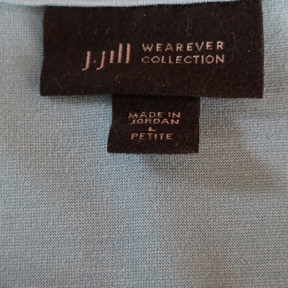 J.Jill Wearever Blue Split Neck Top Rayon Blend 3/4 Sleeve Petite Large - Picture 5 of 6